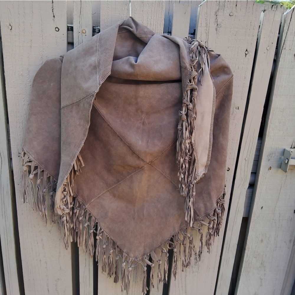 Boho Gipsy South - Western Neckerchief Shawl Suede Patchwork Vera Pelle